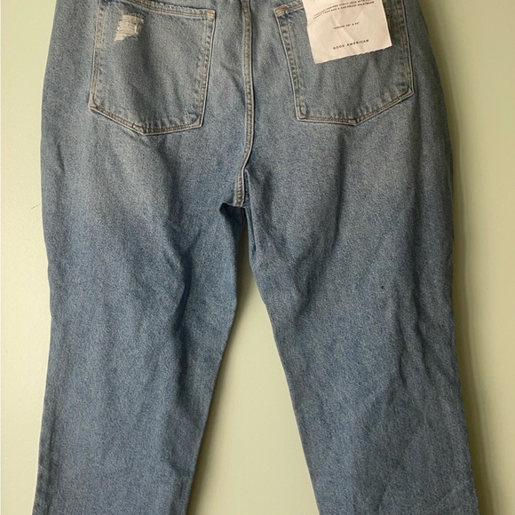 NWT Good American Good Boy Distressed High Rise Jean SN: GB050T Indigo Size 16 - Picture 13 of 17